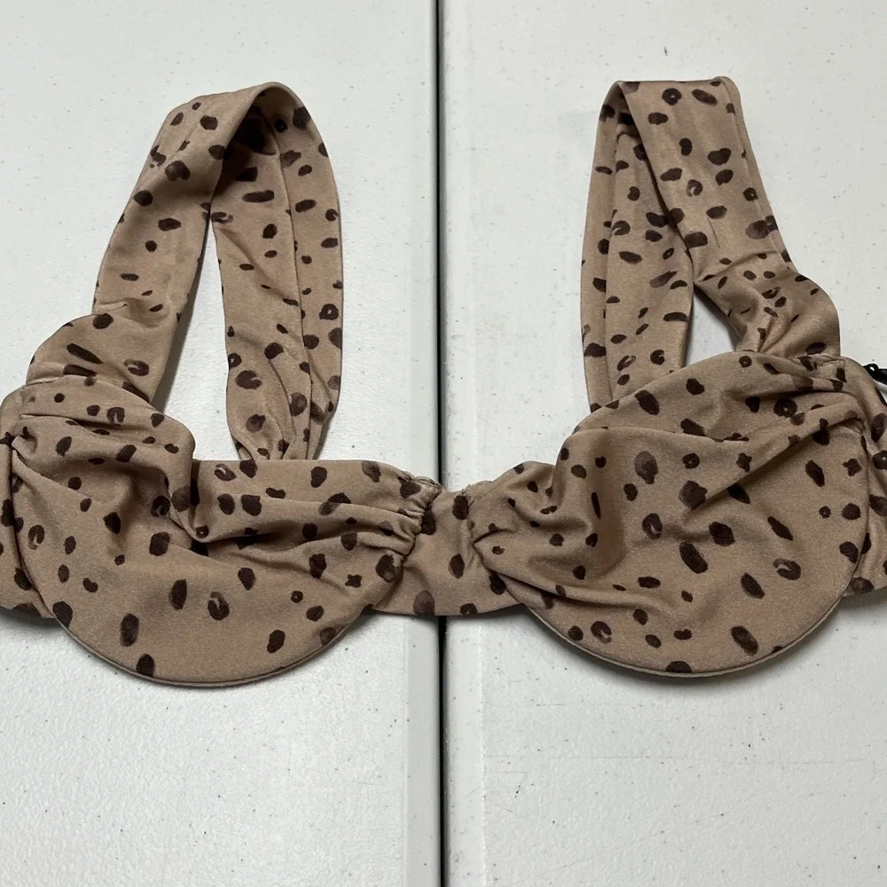 Revel Rey Binki Spencer Top Brown Animal Cheetah Print Underwire S Scrunch Strap